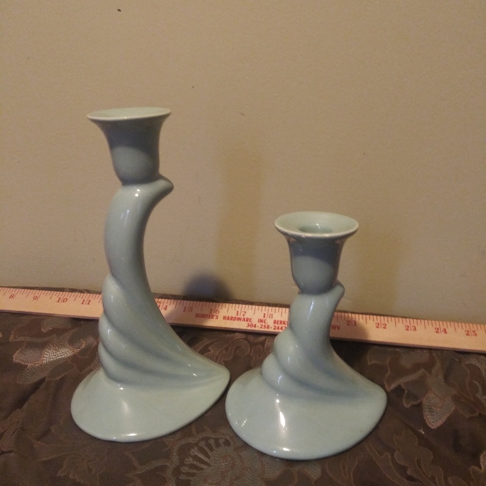 Royal Haegar candle stick holders in blue/teal